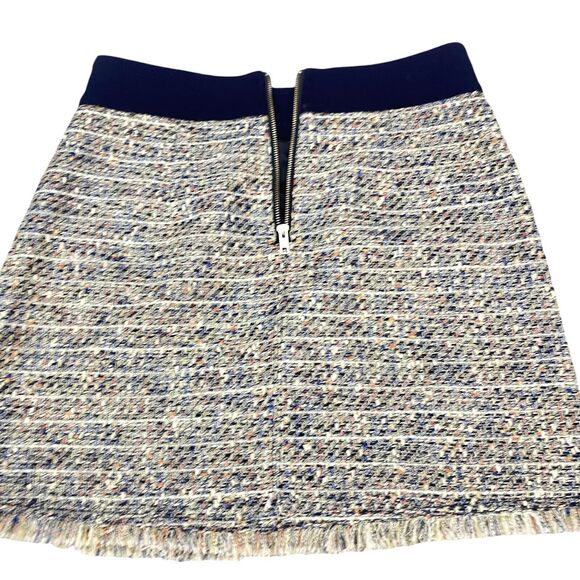 J.CREW Mini Skirt Womens Size 6 Multicolor Tweed Lined Fringed Raw Hem Back Zip - Picture 11 of 13